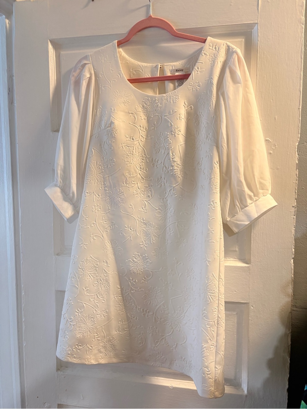 Esley White Embroidered pattern Mini Dress
